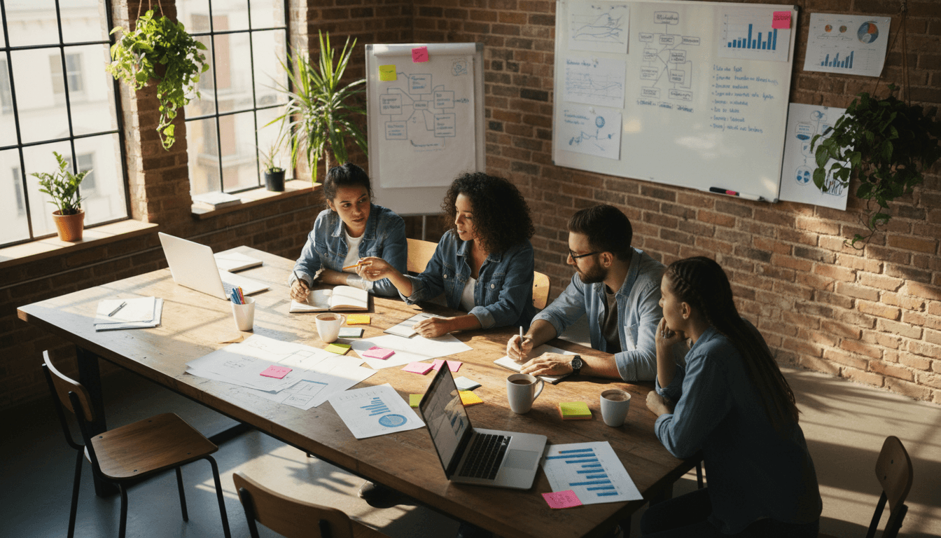 Team collaboration on AI adoption strategy